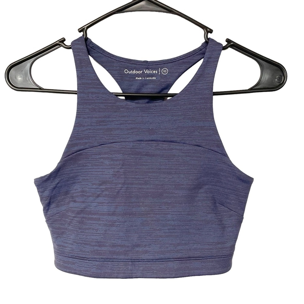 Outdoor Voices Size XS Move Free Crop Top Blue Longline Sports Bra